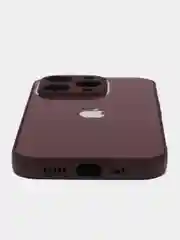 Тёмно-бордовый силиконовый чехол на iPhone 14, 14 Plus, 14 Pro, 14 Pro Max, со стеклянной панелью