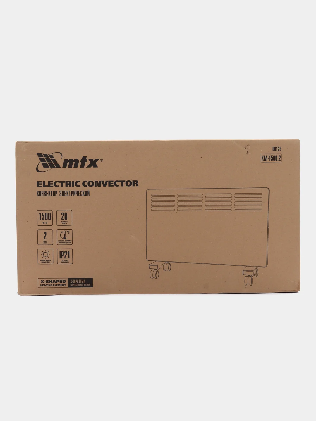 Конвектор электрический MTX КМ-1500.2, 230 В, 1500 Вт, X-образный нагреватель 98125