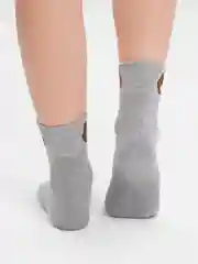 Коричневый носки женские, высокие, тёплые, с вышивкой "медведь" POOPSOCKS