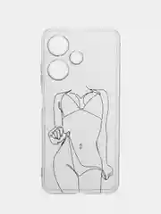 Бордовый силиконовый чехол для Infinix HOT 30i (Инфиникс Хот 30 Ай), с принтом, с рисунком