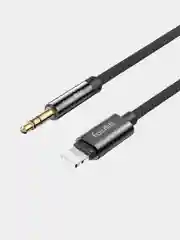 Черный кабель AUX Jack 3.5 мм, Lightning, FaisON K-Y17, аудиокабель для айфона, 1.2 м