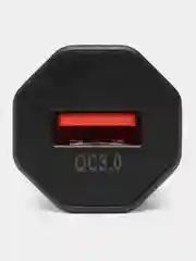 Черный блок питания автомобильный 1 USB FaisON EDGE A-20, 3.0A, QC3.0, быстрая зарядка