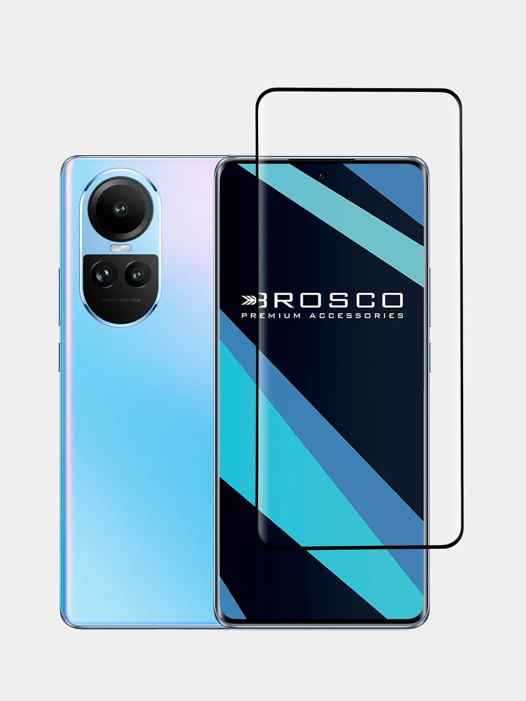 Стекло 3D для OPPO Reno 10 защитное ROSCO олеофобное покрытие закаленное с рамкой шпателем