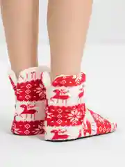 Красный домашние утепленные тапочки-сапожки