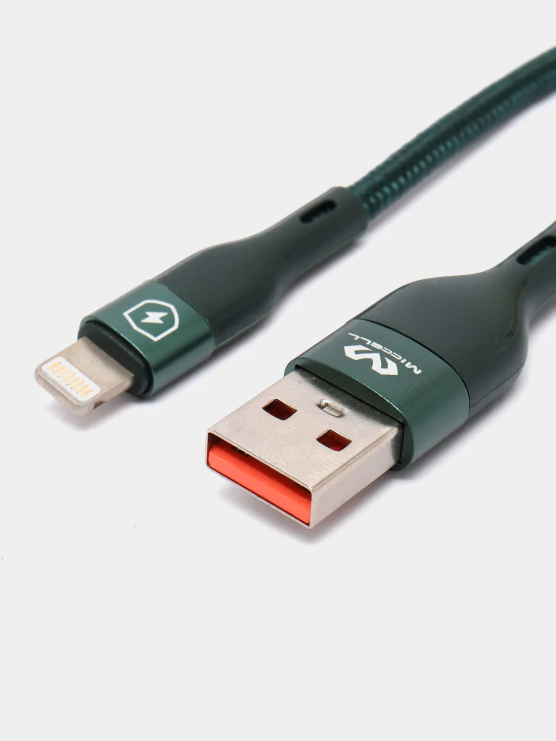 Зеленый кабель зарядный для iPhone lightning, нейлон, 1,2 м, Miccell VQ-D129