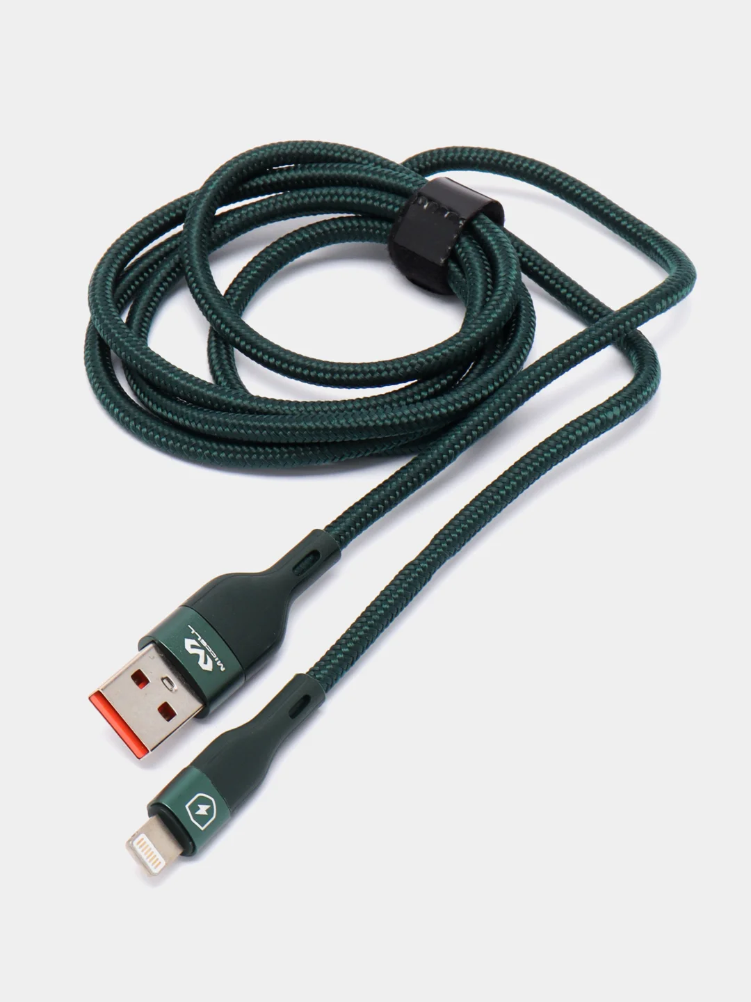 Зеленый кабель зарядный для iPhone lightning, нейлон, 1,2 м, Miccell VQ-D129