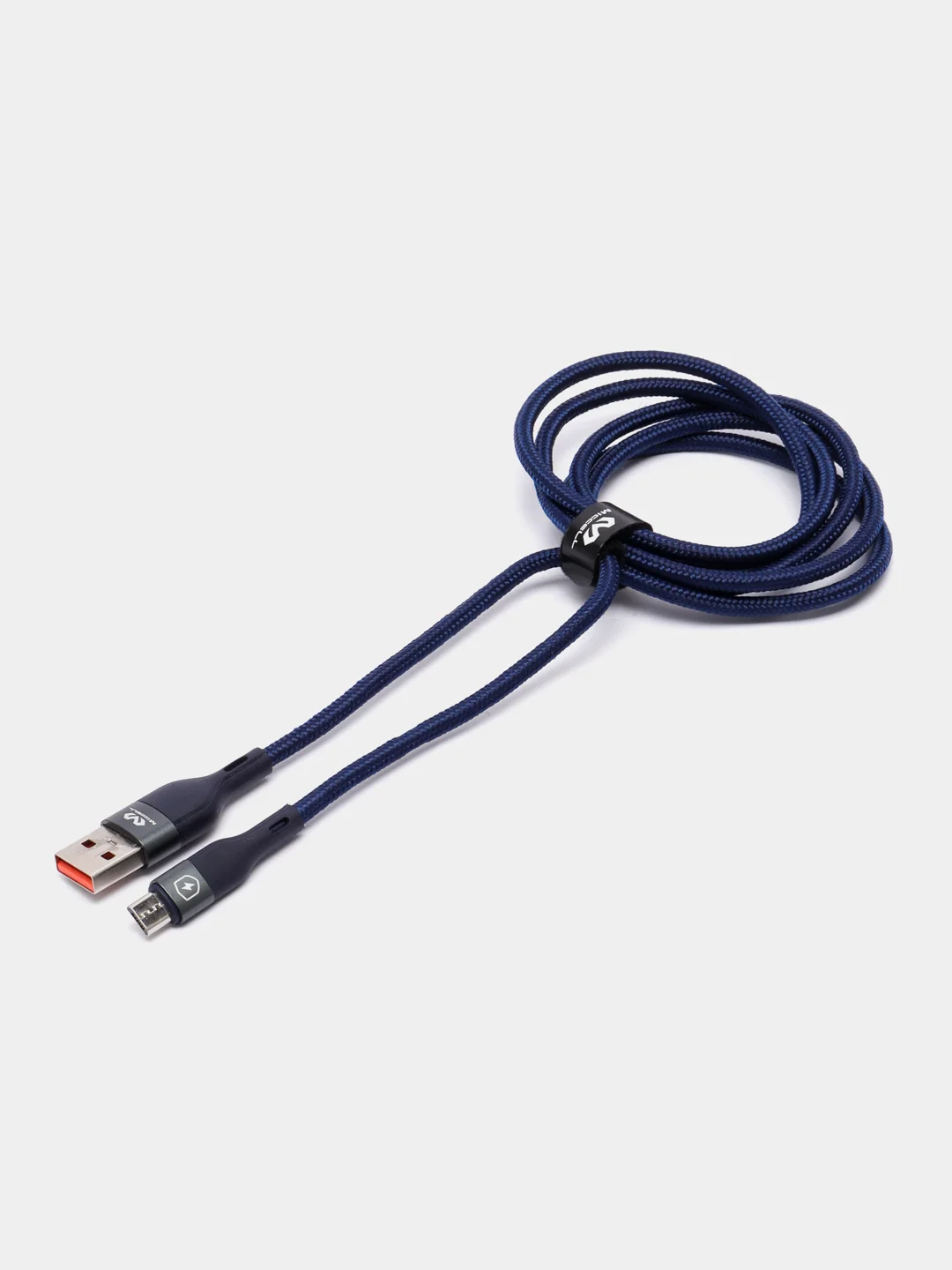 Синий кабель зарядный micro-USB, нейлон, 1,2 м, Miccell VQ-D129