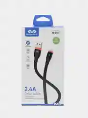 Черный кабель зарядный для iPhone lightning 1,2 м, Miccell VQ-D10, черный