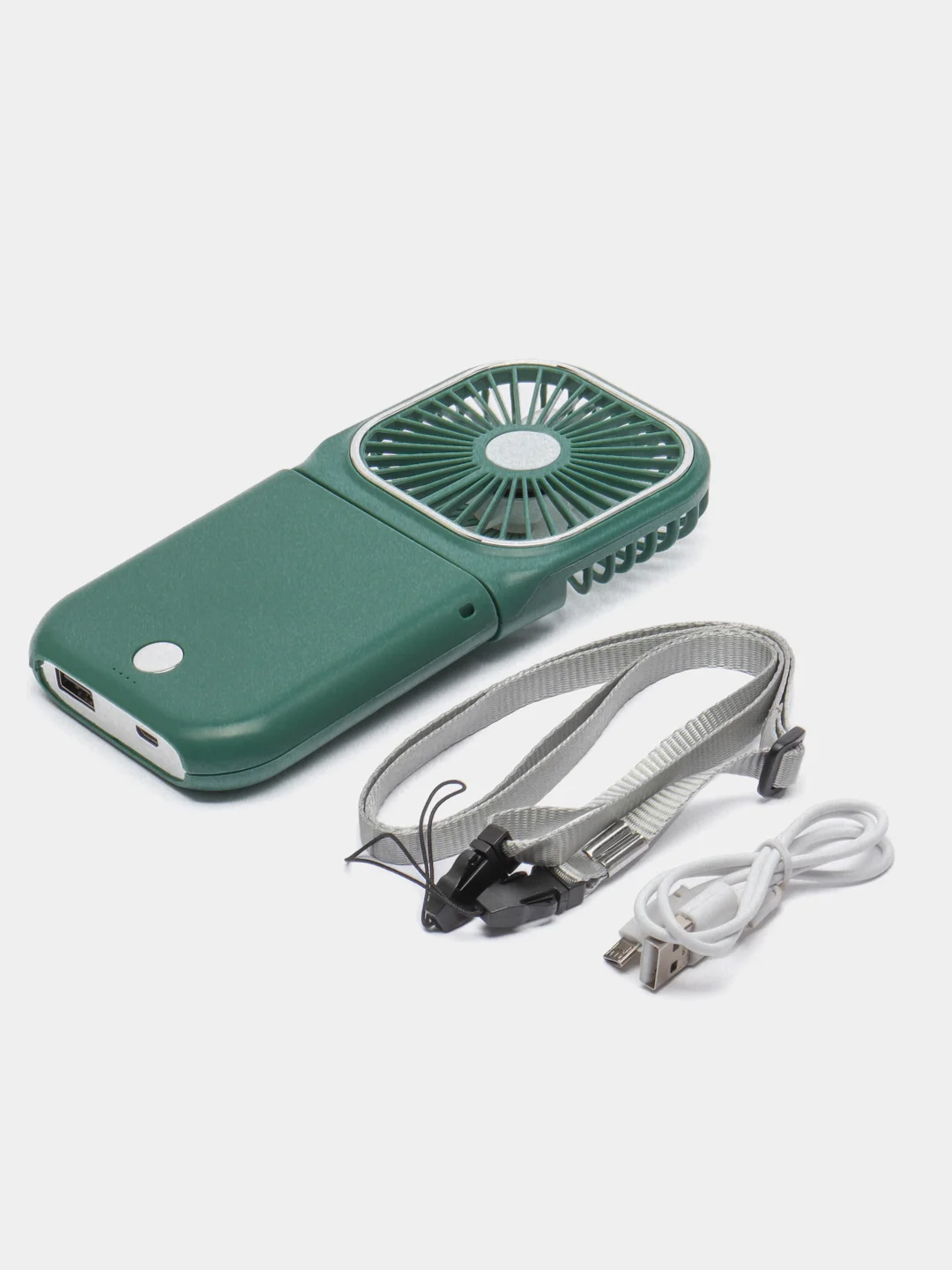 Зеленый вентилятор портативный, ручной, настольный, карманный, Powerbank