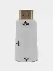 Белый портативный адаптер переходник конвертер HDMI - VGA с аудио выходом 3,5 mm