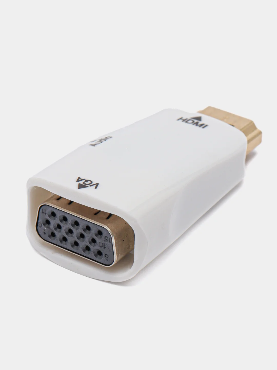 Белый портативный адаптер переходник конвертер HDMI - VGA с аудио выходом 3,5 mm