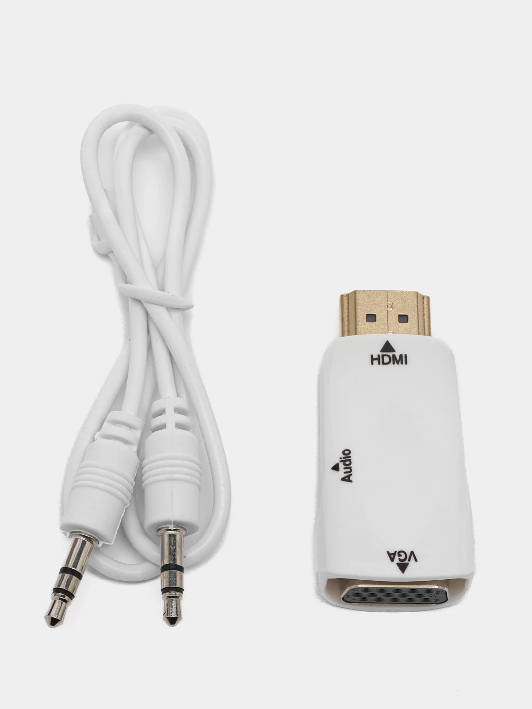 Белый портативный адаптер переходник конвертер HDMI - VGA с аудио выходом 3,5 mm