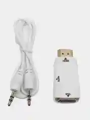 Белый портативный адаптер переходник конвертер HDMI - VGA с аудио выходом 3,5 mm