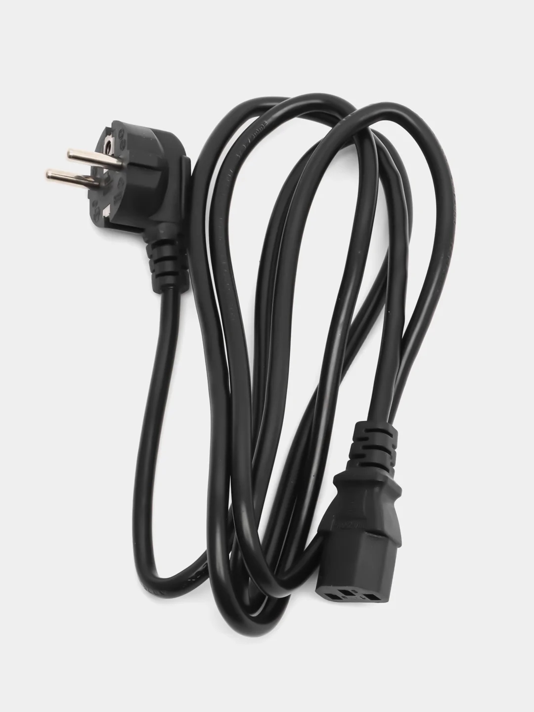 Черный сетевой шнур SCZ, вилка угловая CEE7/7 - гнездо прямое IEC C13, 1,8 м