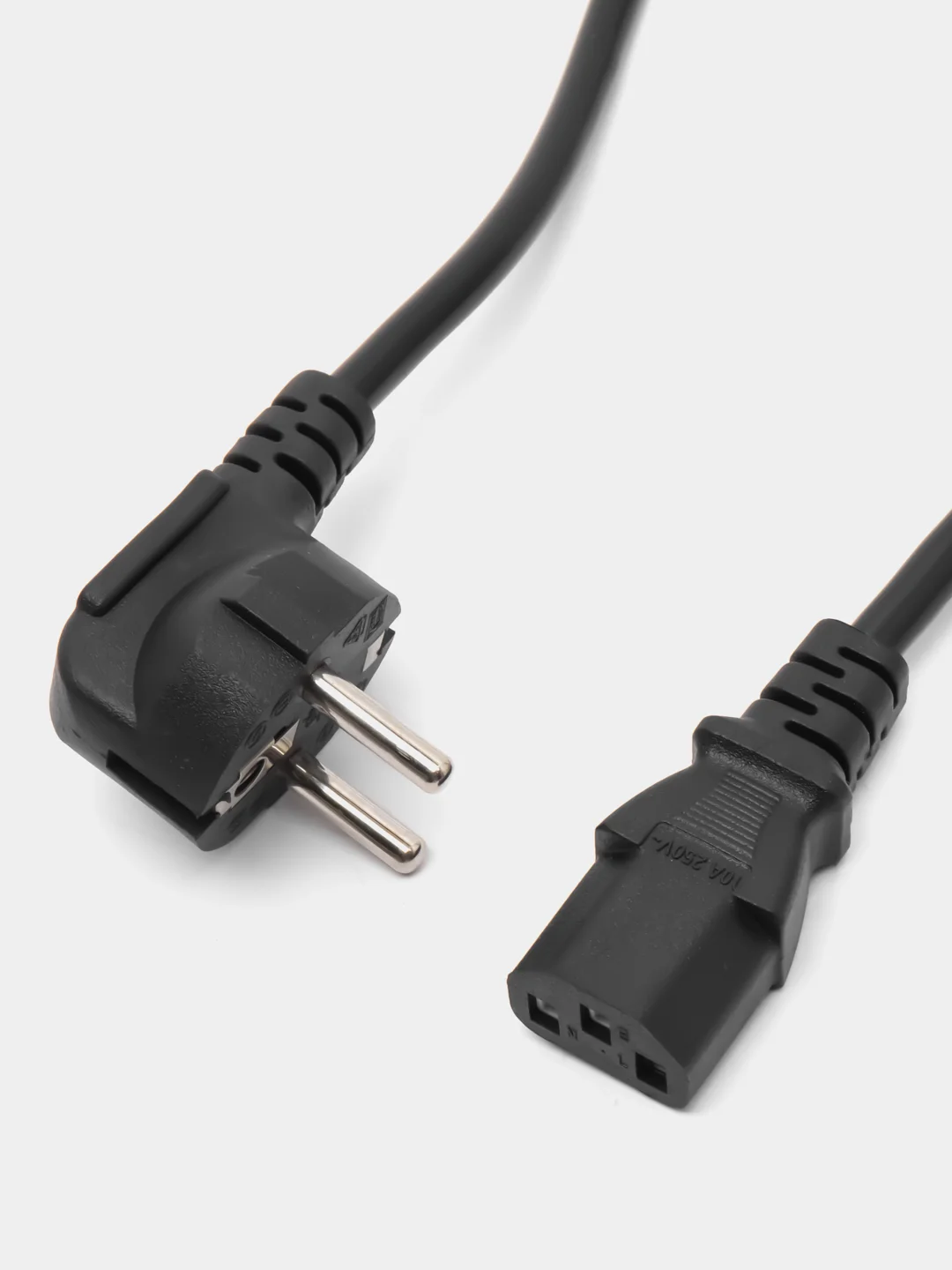 Черный сетевой шнур SCZ, вилка угловая CEE7/7 - гнездо прямое IEC C13, 1,8 м