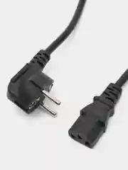 Черный сетевой шнур SCZ, вилка угловая CEE7/7 - гнездо прямое IEC C13, 1,8 м