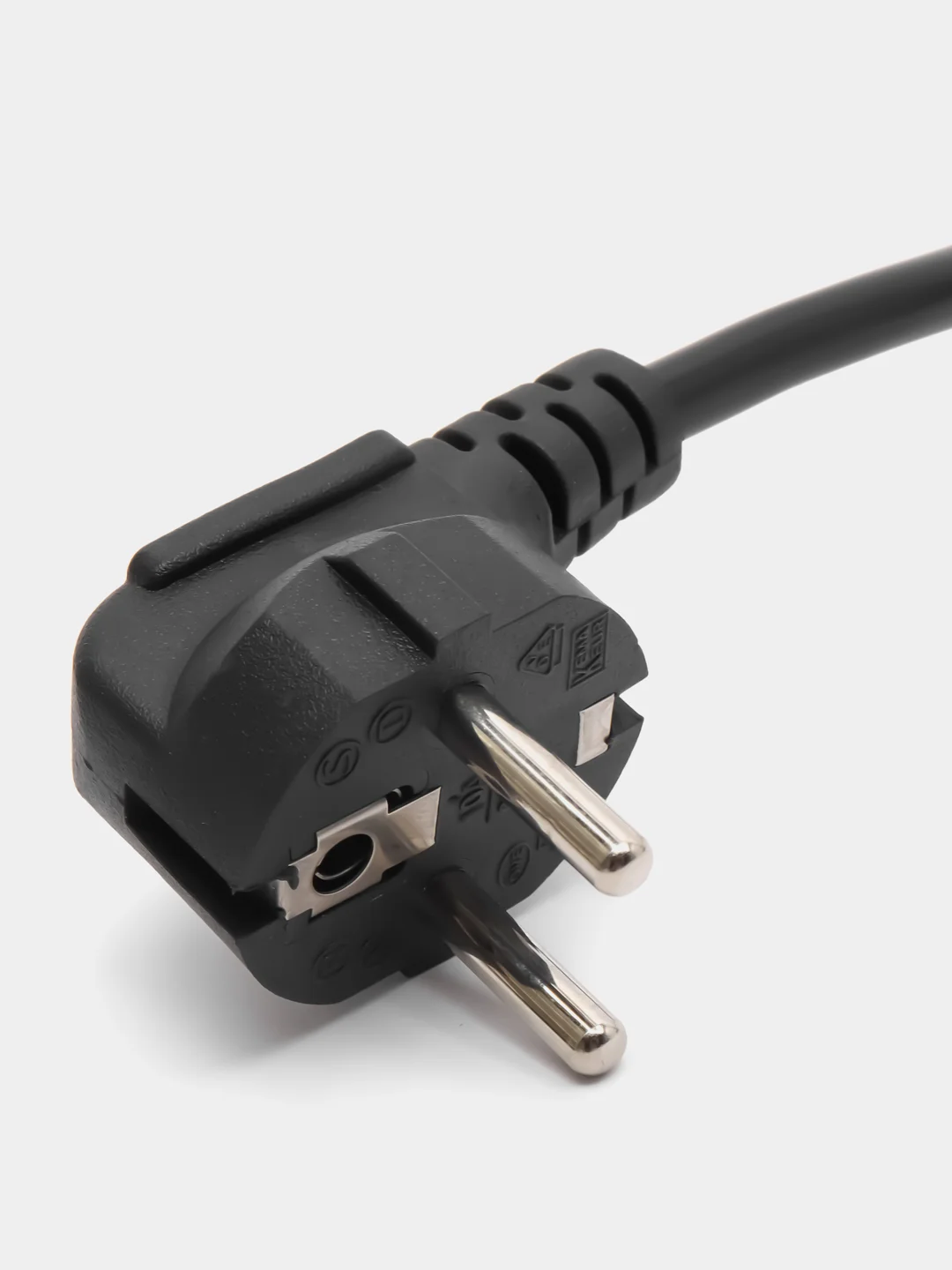 Черный сетевой шнур SCZ, вилка угловая CEE7/7 - гнездо прямое IEC C13, 1,8 м