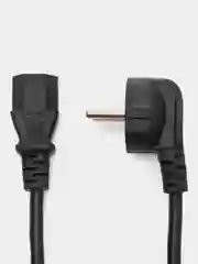 Черный сетевой шнур SCZ, вилка угловая CEE7/7 - гнездо прямое IEC C13, 1,8 м