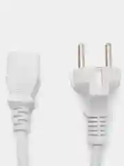 Белый сетевой шнур SCZ, вилка прямая CEE7/7 - гнездо прямое IEC C13, 1,8 м