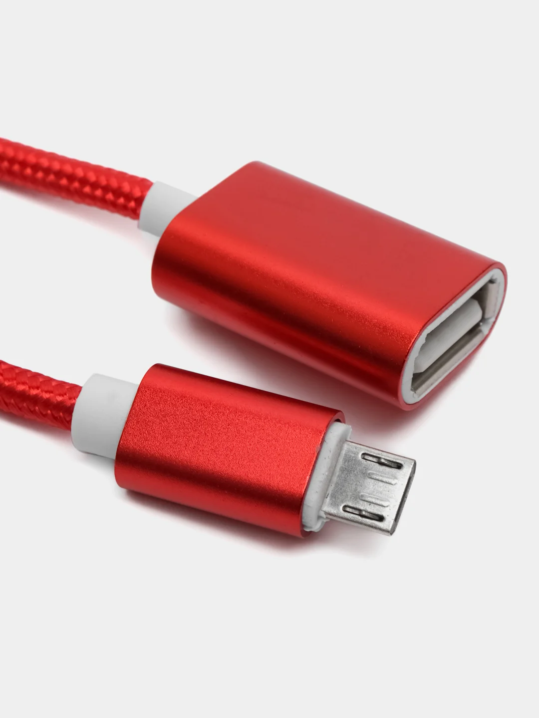 Красный otg переходник micro USB-USB, отг, адаптер, юсб для телефона и планшета