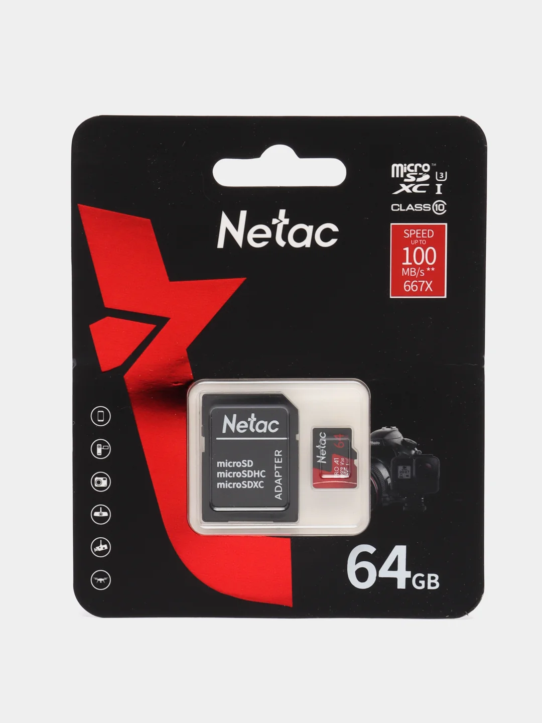 Карта памяти Netac, для регистратора, для видеорегистратора 32/64/128GB+SD V10/U1/Class 10