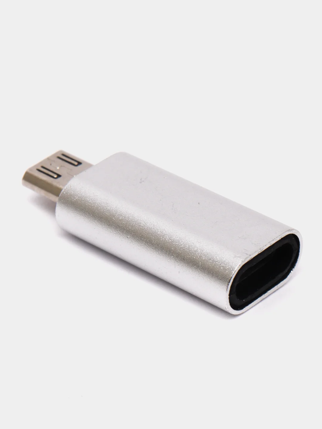 Серебряный адаптер переходник с USB Type - C (мама) на micro USB (папа)