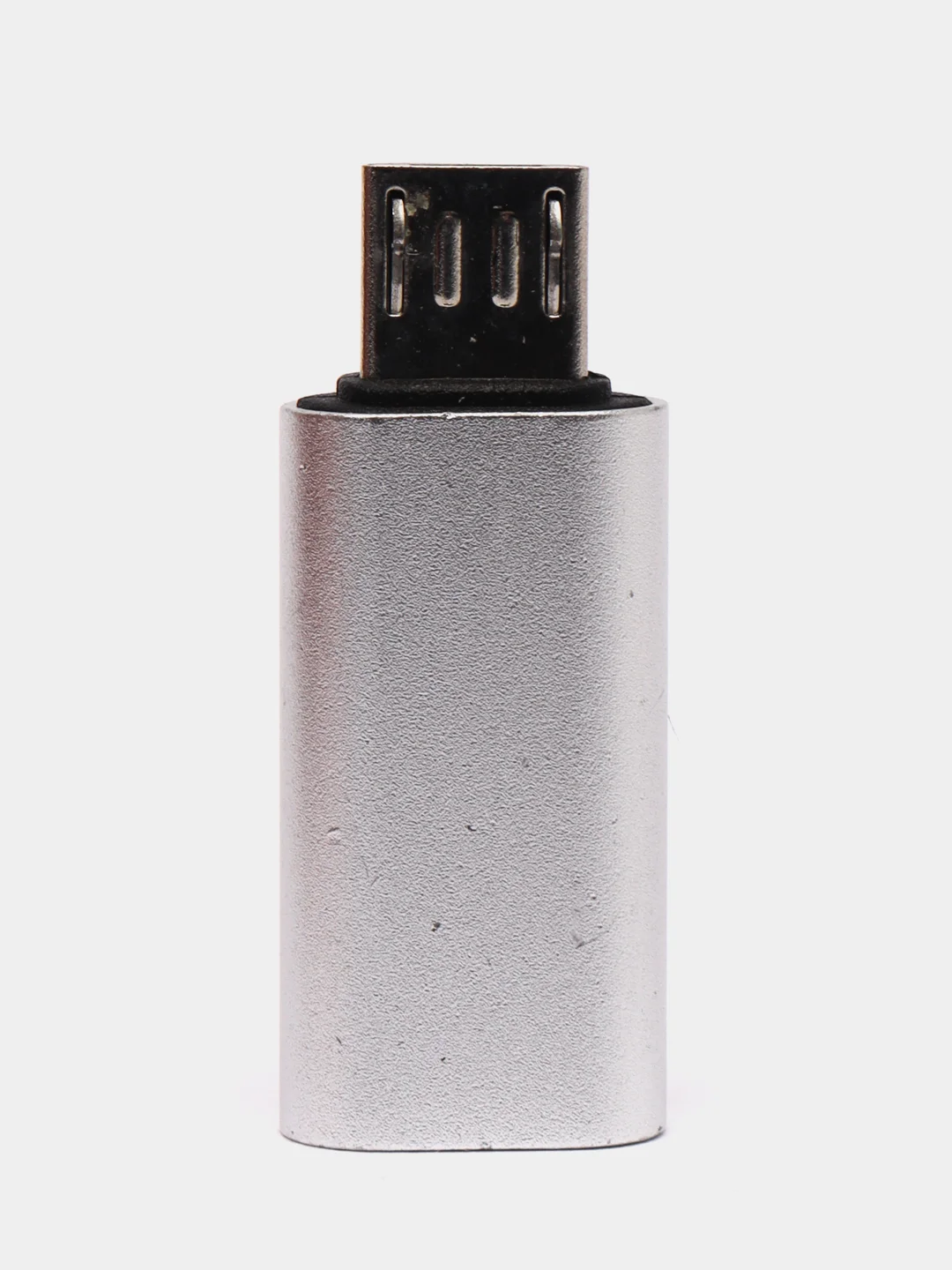 Серебряный адаптер переходник с USB Type - C (мама) на micro USB (папа)
