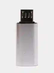 Серебряный адаптер переходник с USB Type - C (мама) на micro USB (папа)