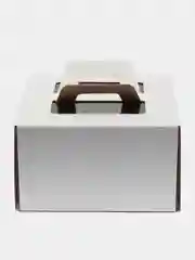 Белый коробка для торта с окном и ручками, 21 х 21 х 12