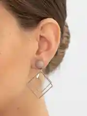 Песочный хаки женские серьги "Ромбы", 3 цвета
