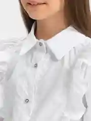 Белый школьная блузка для девочки, хлопок