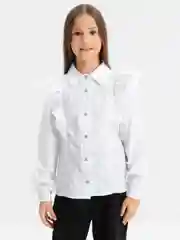 Белый школьная блузка для девочки, хлопок
