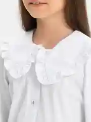 Белый школьная блузка для девочки, хлопок