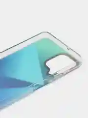 Синий силиконовый чехол Samsung A22 рисунком,из органического стекла