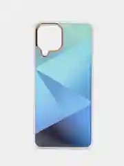 Синий силиконовый чехол Samsung A22 рисунком,из органического стекла
