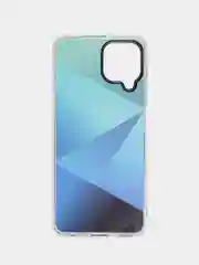 Синий силиконовый чехол Samsung A22 рисунком,из органического стекла