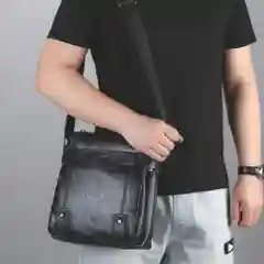 Черный сумка мужская из эко кожи через плечо