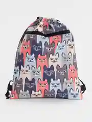 Серый меланж школьный мешок для обуви коты и кошки, 44 х 34 см