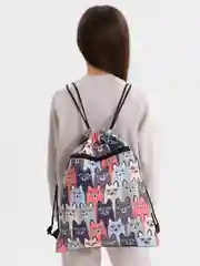 Серый меланж школьный мешок для обуви коты и кошки, 44 х 34 см