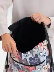 Серый меланж школьный мешок для обуви коты и кошки, 44 х 34 см