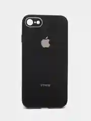 Черный чехол силиконовый для iPhone 7 / 8 / 11 / 12 / 13 / 14 / Plus / Pro Max, со стеклянной панелью