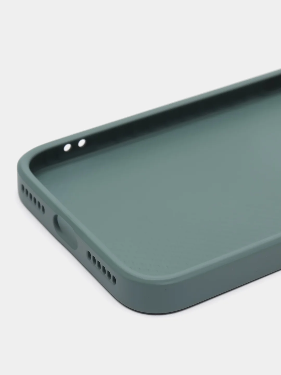 Зеленый чехол силиконовый для iPhone 7 / 8 / 11 / 12 / 13 / 14 / Plus / Pro Max, со стеклянной панелью