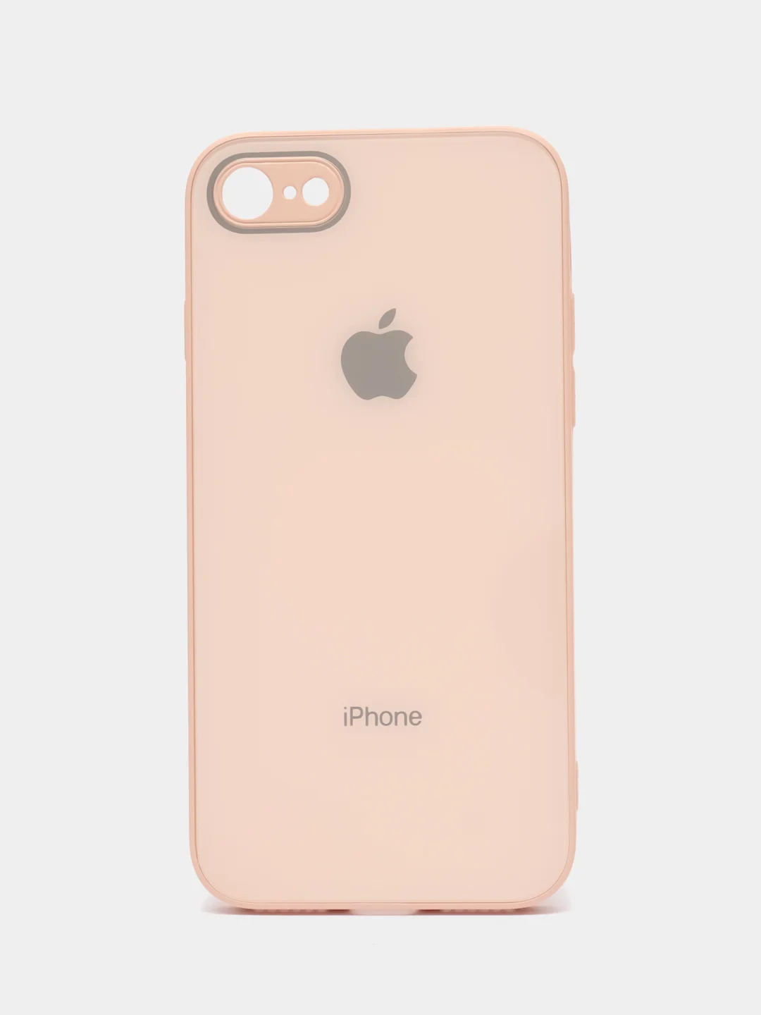 Кремовый чехол силиконовый для iPhone 7 / 8 / 11 / 12 / 13 / 14 / Plus / Pro Max, со стеклянной панелью