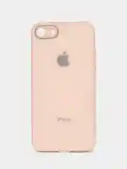 Кремовый чехол силиконовый для iPhone 7 / 8 / 11 / 12 / 13 / 14 / Plus / Pro Max, со стеклянной панелью