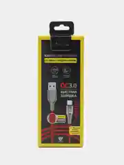 Кабель для зарядки с индикатором Type-C, 1м, 3А, Быстрая  зарядка QC3.0, с индикатором