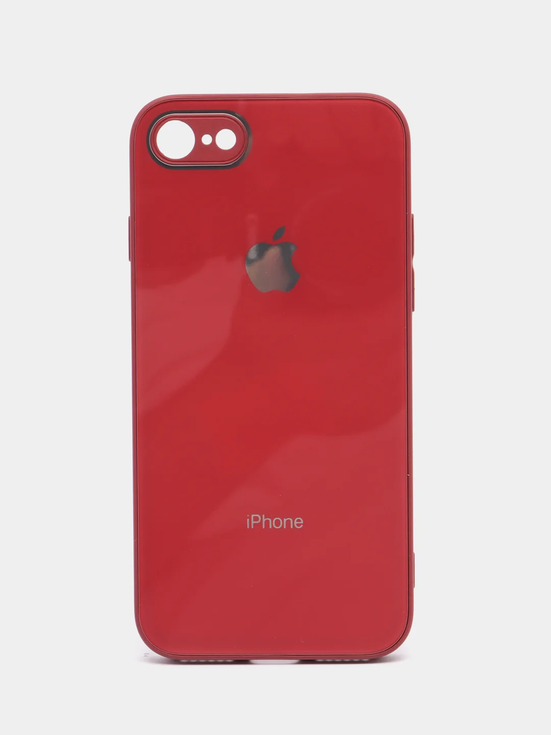 Багровый чехол силиконовый для iPhone 7 / 8 / 11 / 12 / 13 / 14 / Plus / Pro Max, со стеклянной панелью