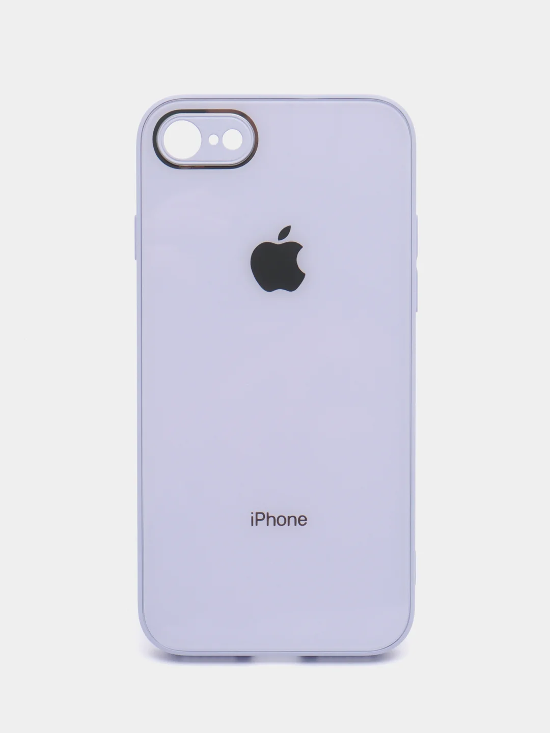 Лавандовый чехол силиконовый для iPhone 7 / 8 / 11 / 12 / 13 / 14 / Plus / Pro Max, со стеклянной панелью