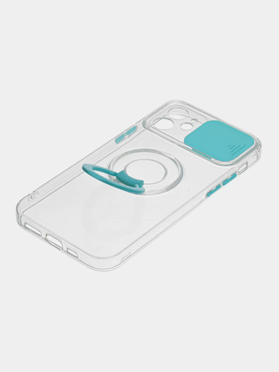 Бирюзовый чехол прозрачный с подставкой iPhone 12 Pro