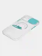 Бирюзовый чехол прозрачный с подставкой iPhone 12 Pro