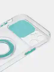 Бирюзовый чехол прозрачный с подставкой iPhone 12 Pro